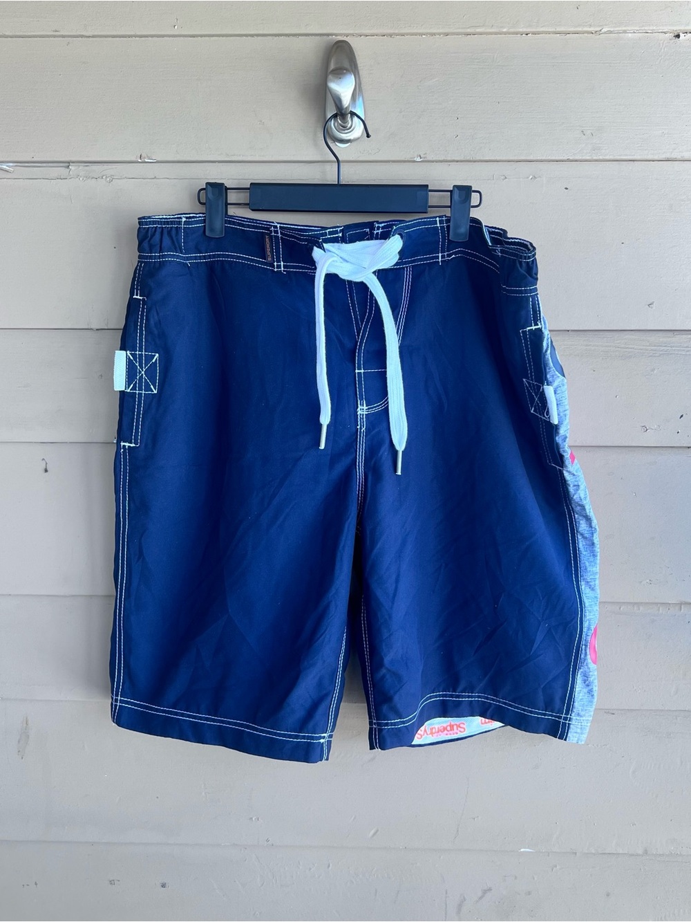 Superdry Swim Sport Men's 2XL Navy Logo Side Panel Board Shorts Swim Trunks